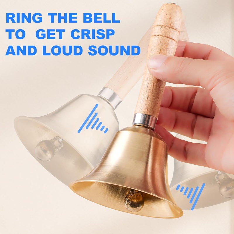 TIPTAP Loud Solid Brass Handbell, 3.15IN Hand Call Bell with Wooden Handle, Ringing Bells for Wedding, Animal Training,Dinner, Meditation, Musical Teaching, Service and More - Image 5